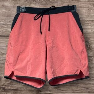 EUC Chubbies Coral & Black Gym Swim Hybrid Short Trunks SZ S